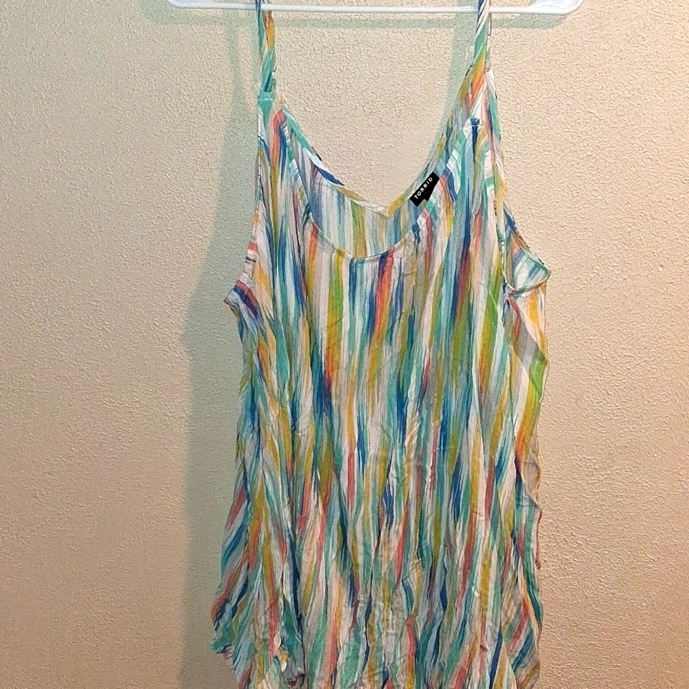 Torrid Colorful Abstract Tank Top With Adjustable Straps Oversized Lightweight 5